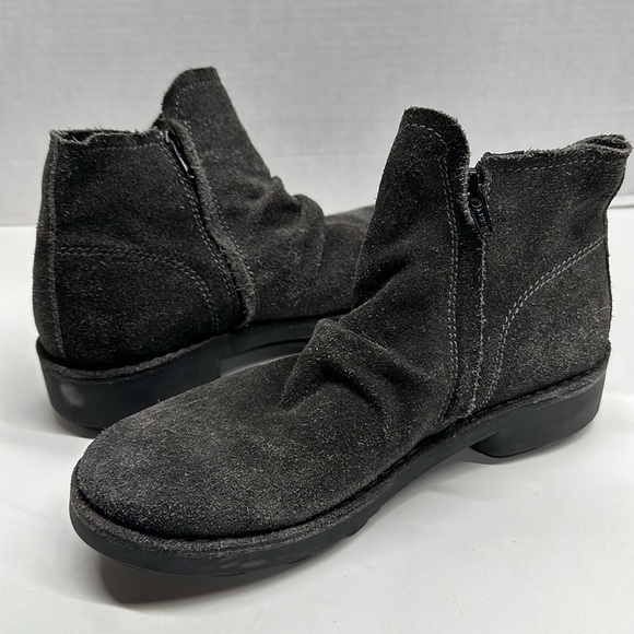 Fly London Ankle Boots Shoes Booties Suede Side Zip Buckle Gray Size 38 US 8 - Picture 7 of 11